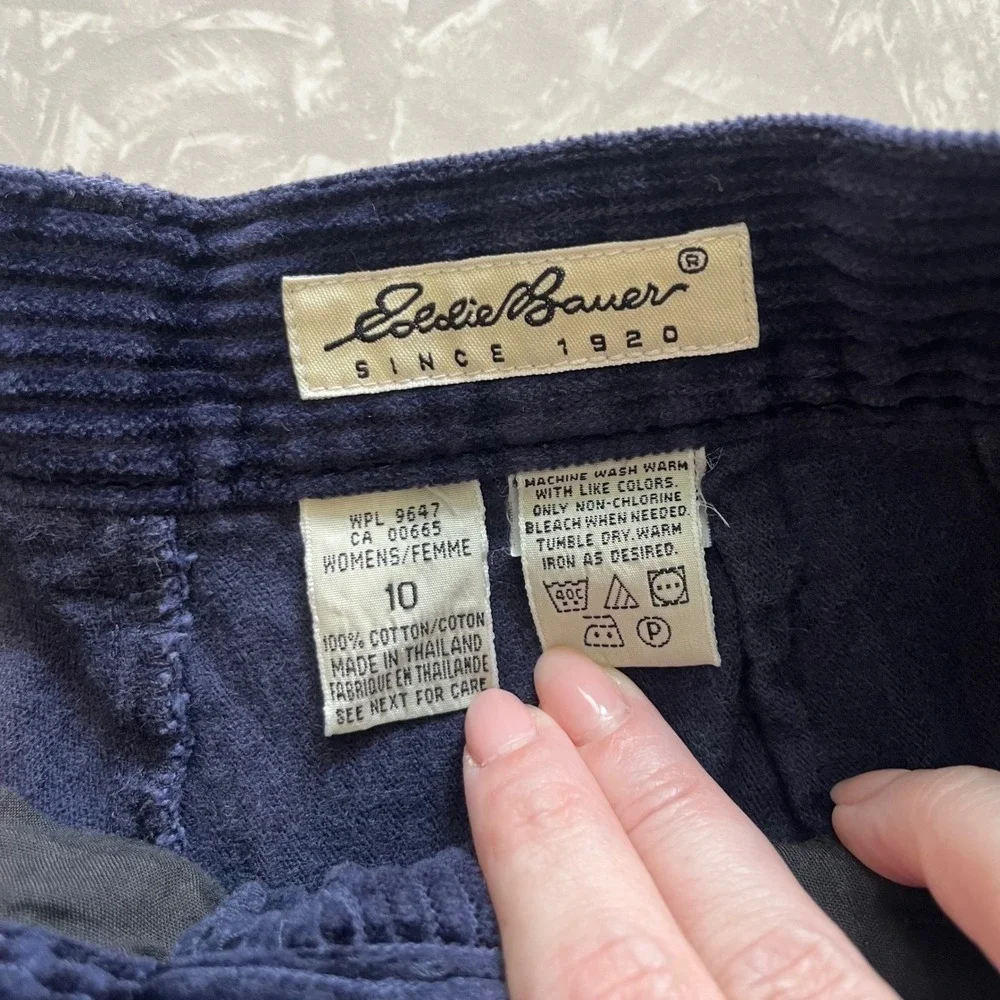 Eddie Bauer Vintage Navy Blue Corduroy Pleated High Rise Trousers Pants 10 6400 - Picture 3 of 8